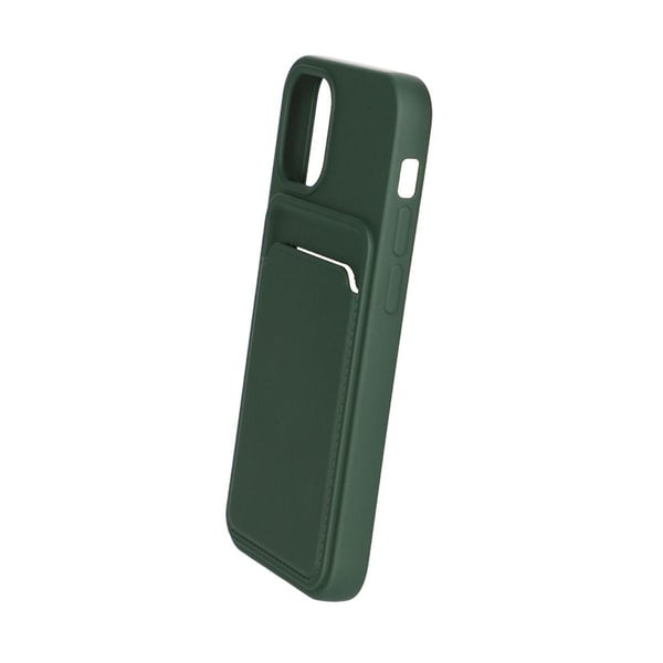 iPhone 13 Mini Silikonskal med Korthållare - Militärgrön