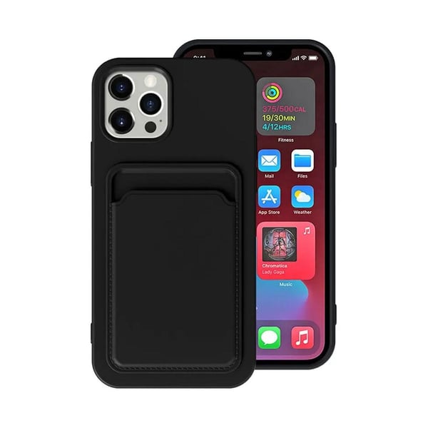iPhone 13 Pro Max Silikonskal med Korthållare - Svart