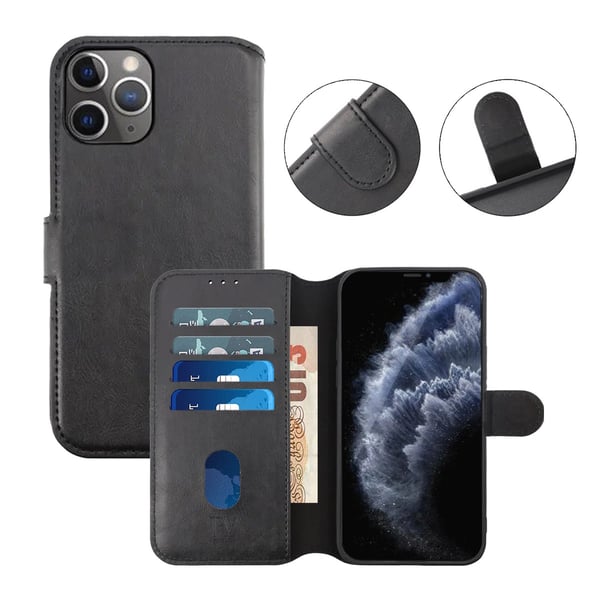 iPhone 12/12 Pro Plånboksfodral Magnet Rvelon - Svart