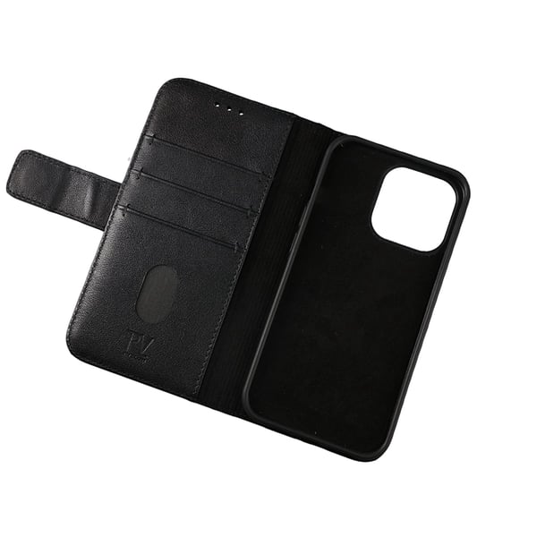 iPhone 13 Pro Plånboksfodral Läder Rvelon - Svart
