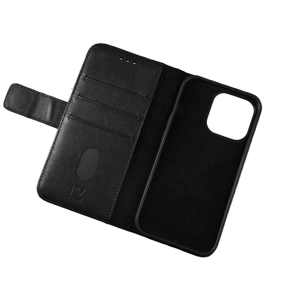 iPhone 13 Pro Plånboksfodral Läder Rvelon - Svart