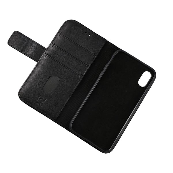 iPhone X/XS Plånboksfodral Läder Rvelon - Svart