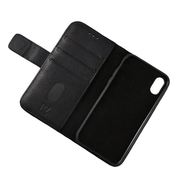 iPhone X/XS Plånboksfodral Läder Rvelon - Svart