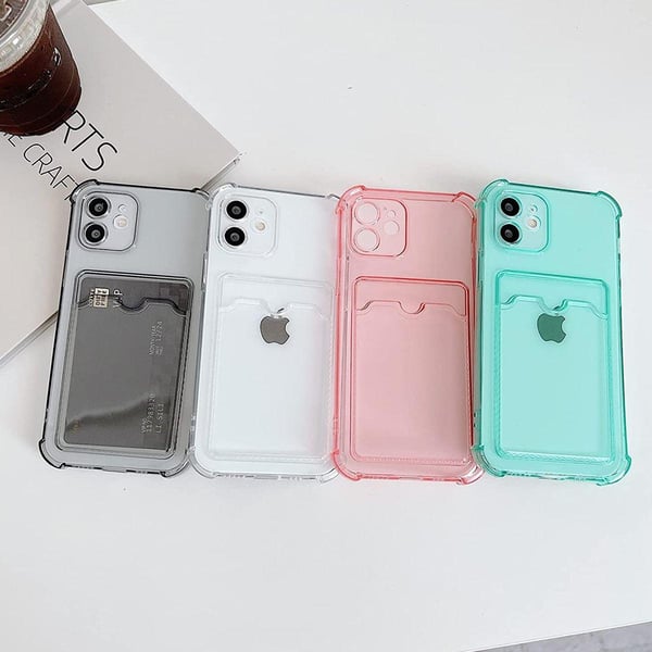 iPhone 12 Stöttåligt Skal med Korthållare - Transparent