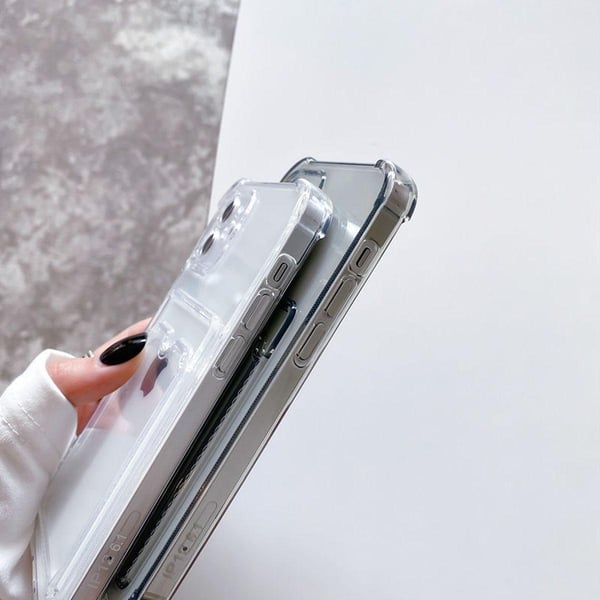 iPhone 12 Stöttåligt Skal med Korthållare - Transparent