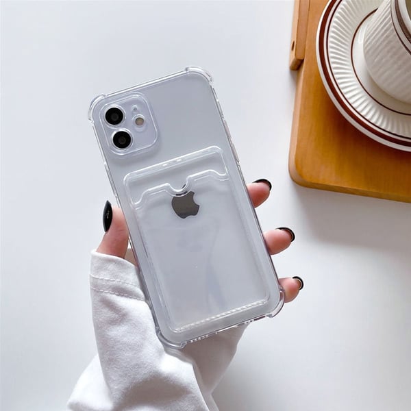 iPhone 12 Stöttåligt Skal med Korthållare - Transparent iPhone 12 Stöttåligt Skal med Korthållare - Transparent
