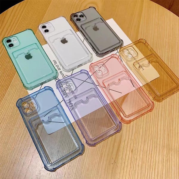 iPhone 12 Pro Max Stöttåligt Skal med Korthållare - Transparent