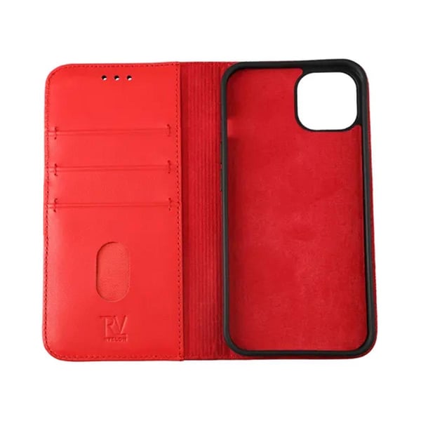 iPhone 12/12 Pro Plånboksfodral Läder Rvelon - Röd