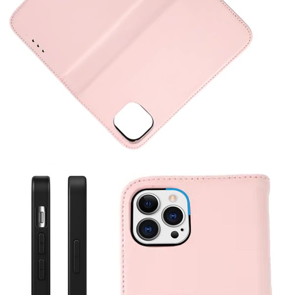 iPhone 13 Pro Plånboksfodral Läder Rvelon - Rosa