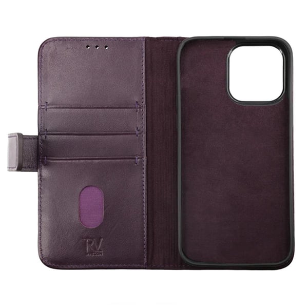 iPhone 14 Pro Max Plånboksfodral Läder Rvelon - Lila