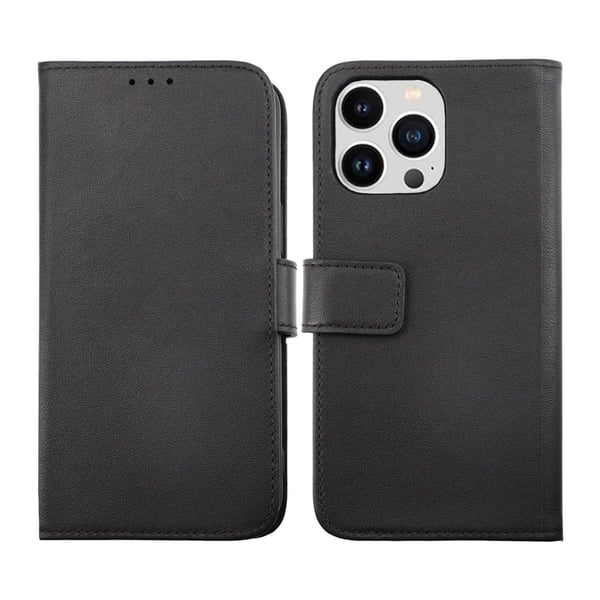 iPhone 14 Pro Plånboksfodral Läder Rvelon - Svart