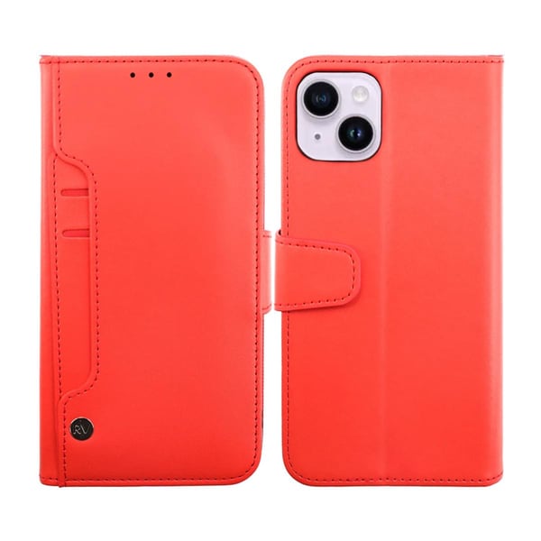 iPhone 14 Plus Plånboksfodral Extra Kortfack Rvelon - Röd