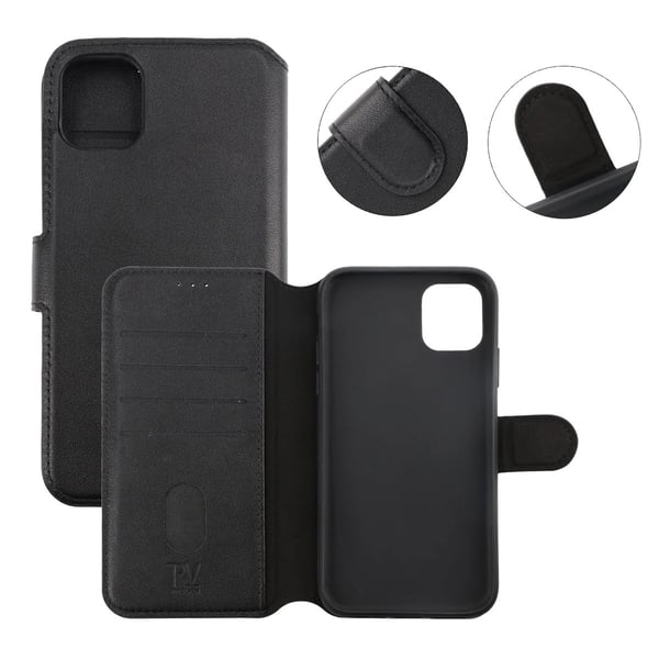 iPhone 14 Pro Max Plånboksfodral Extra Kortfack Rvelon - Svart