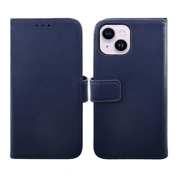 iPhone 14 Plus Plånboksfodral Läder Rvelon - Blå