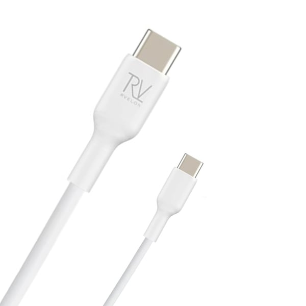 Rvelon USB-C till USB-C Kabel 1m - Vit