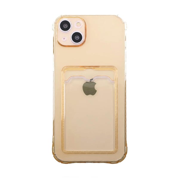iPhone 14 Plus Stöttåligt Skal med Korthållare - Gul