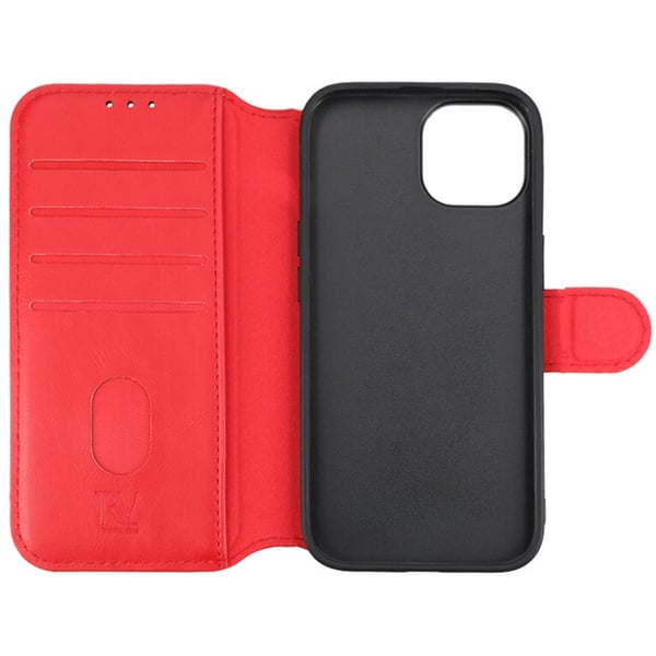 iPhone 15 Plånboksfodral Extra Kortfack Rvelon - Röd