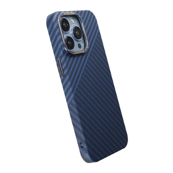 iPhone 15 Pro Max Mobilskal i Kolfiber - Blå/Grå