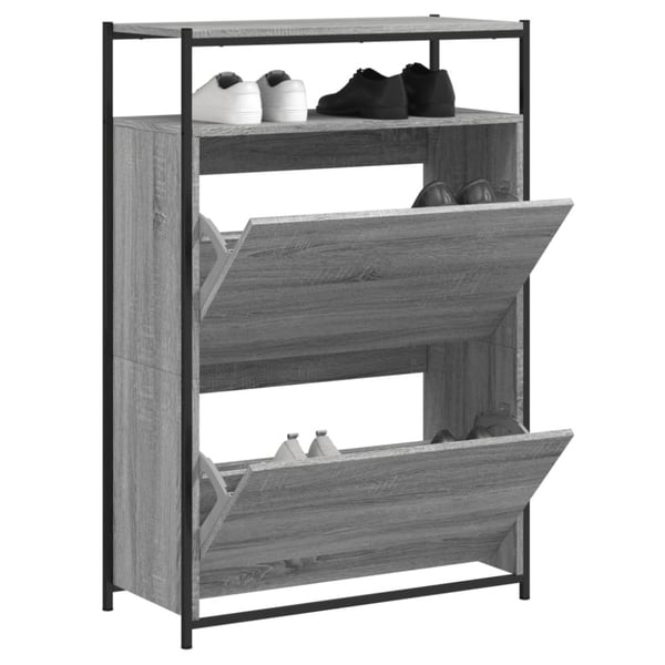 Skoskap Grå Sonoma 75X38X97,5 Cm Konstruert Tre Og Metall
