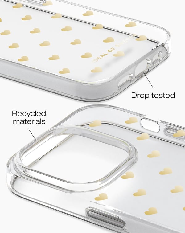Clear Case iPhone 14 Pro Golden Hearts