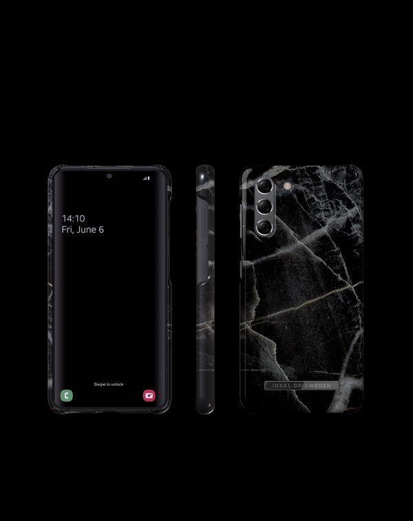 Printed Case Galaxy S21 Black Thunder Marble