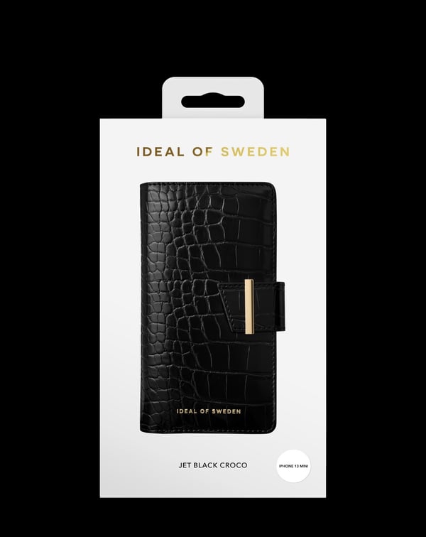 Cora Phone Wallet iPhone 13 Mini Jet Black Croco