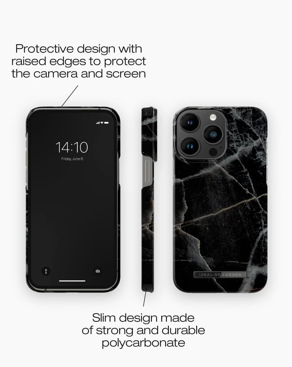 Printed Case MagSafe iPhone 14 Pro Max Black Thunder Marble