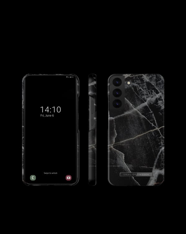 Printed Case Galaxy S22 Plus Black Thunder Marble