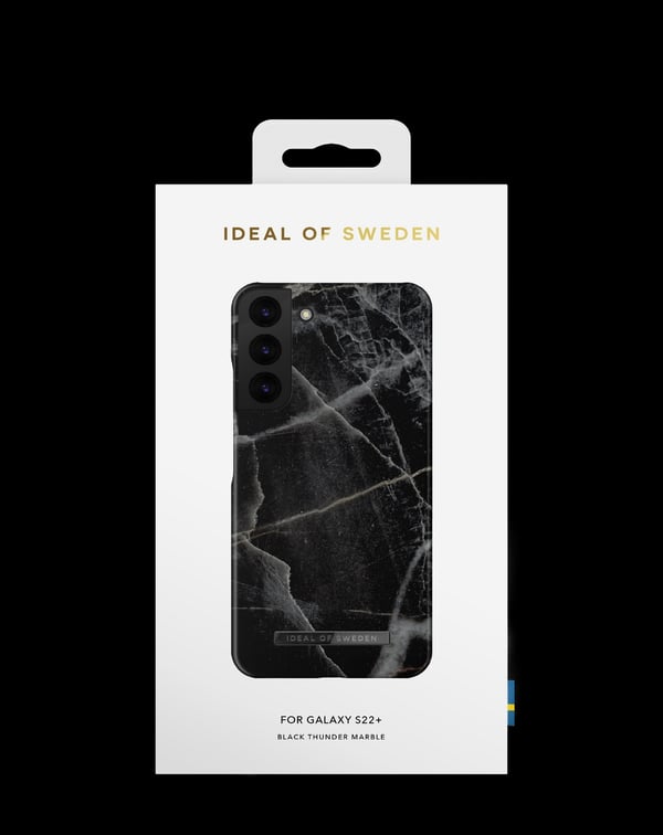 Printed Case Galaxy S22 Plus Black Thunder Marble