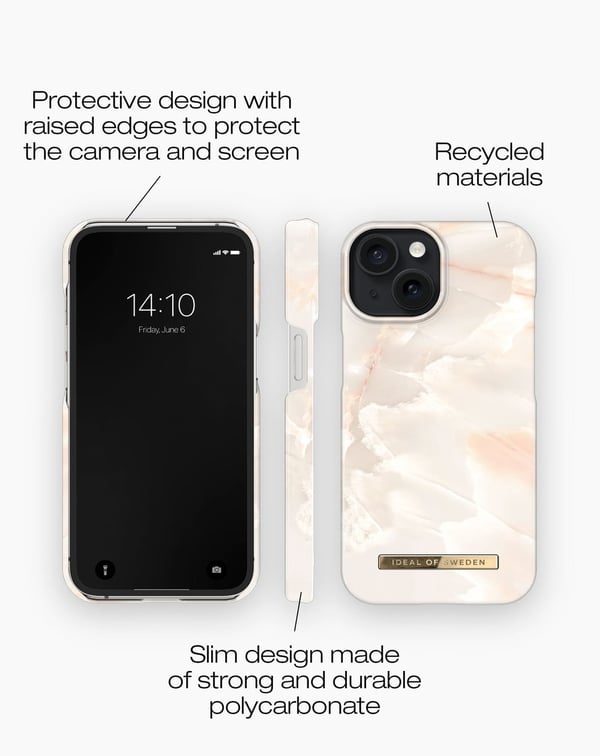 Printed Case iPhone 15 Rose Pearl Marble