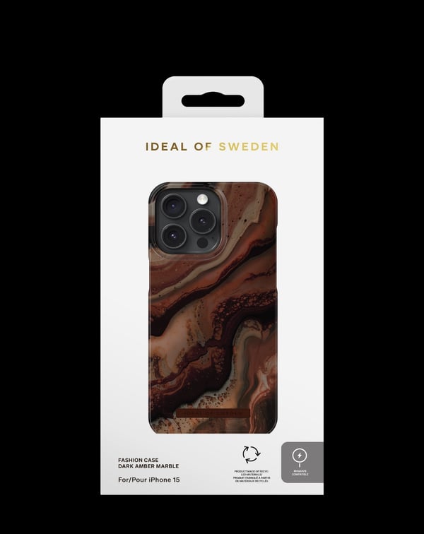Printed Case MagSafe iPhone 15 Dark Amber Marble