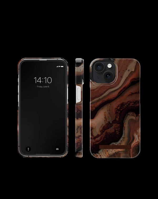 Printed Case iPhone 15 Dark Amber Marble