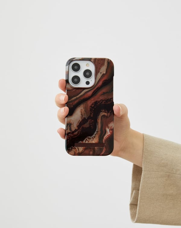Printed Case iPhone 15 Plus Dark Amber Marble