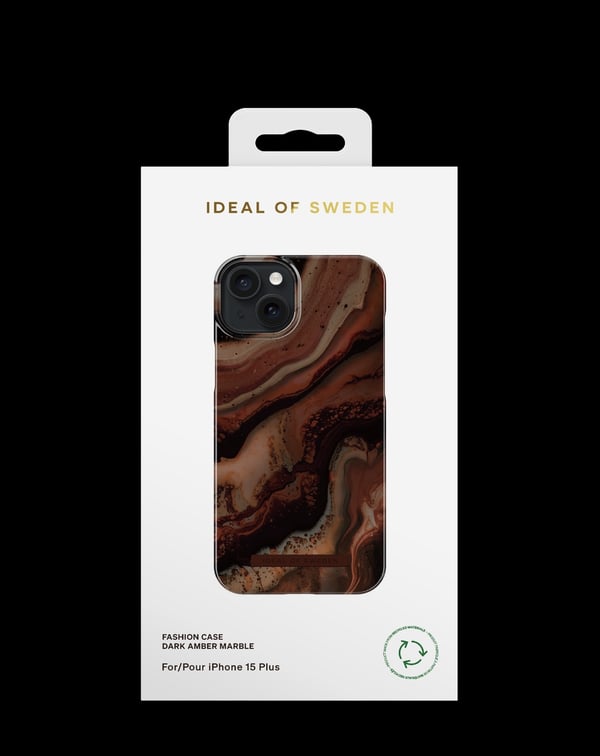 Printed Case iPhone 15 Plus Dark Amber Marble