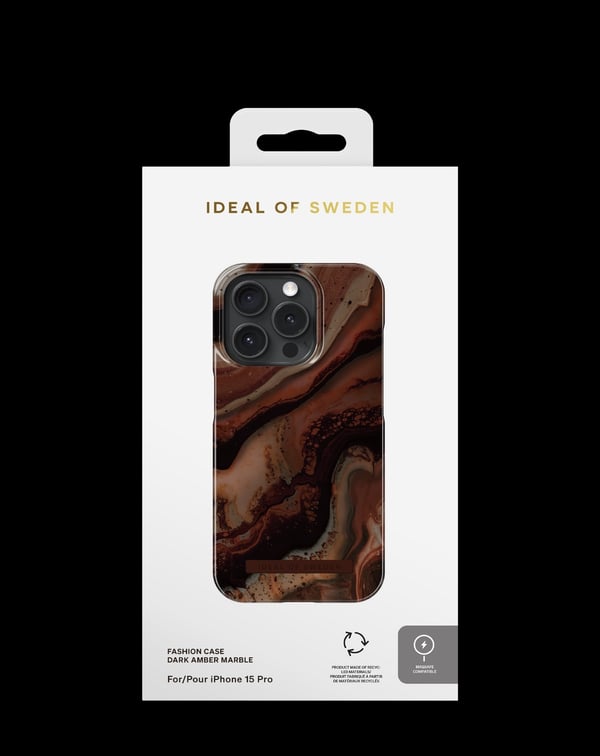 Printed Case MagSafe iPhone 15 Pro Dark Amber Marble