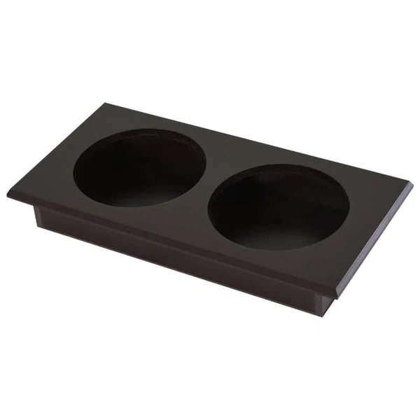 Rootz foderstation - 2 foderskåle i rustfrit stål - Skjult opbevaring - Hvid + Sølv - 60 cm x 30 cm x 41 cm