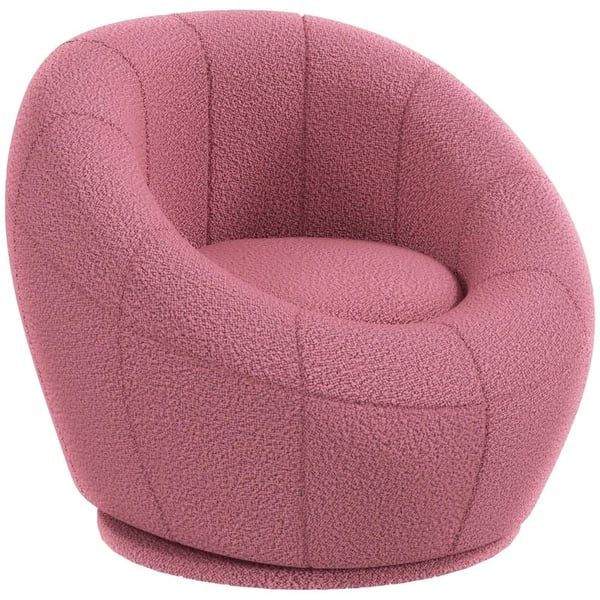 Rootz enkeltsofaer - Accentstol - Rundt design - Plys drejestol - Moderne charme - Solid træramme - Pink - 60L x 56W x 48H cm