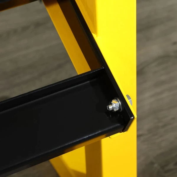 Rootz håndvægtstativ til håndvægte - op til 270 kg - vægtopbevaring - 2 hylder - Stålramme - gul - 92,5 x 50,5 x 80,5 cm