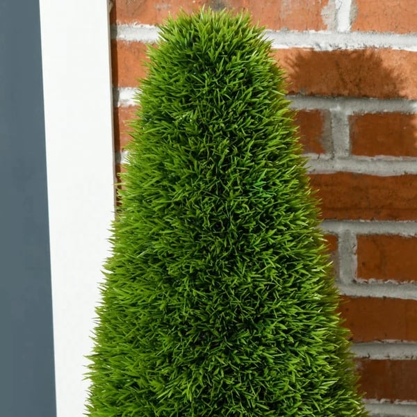 Rootz sæt med 2 kunstige planter - inklusive plantekasse og kunstig mos - kunstig cypres - hvid + grøn - 12 cm x 12 cm x 90 cm