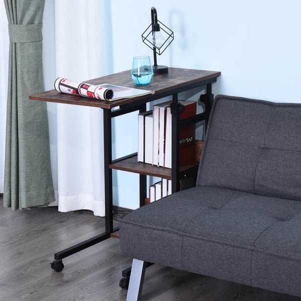 Rootz sidebord på hjul - 4 hylder - Højdejusterbart - Sofabord - E1 spånplade - PP plast - Sort - 80L x 40W x 72-82H cm