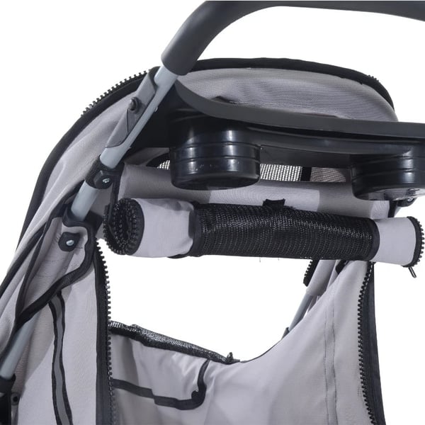 Rootz Hundeklapvogn - Hundevogn - Hundebuggy - Hundetrolley - Trolley Kæledyr - Rejseklapvogn til Kæledyr - Løbevogn til Hvalpe - Grå - 75L x 45B x 97H cm