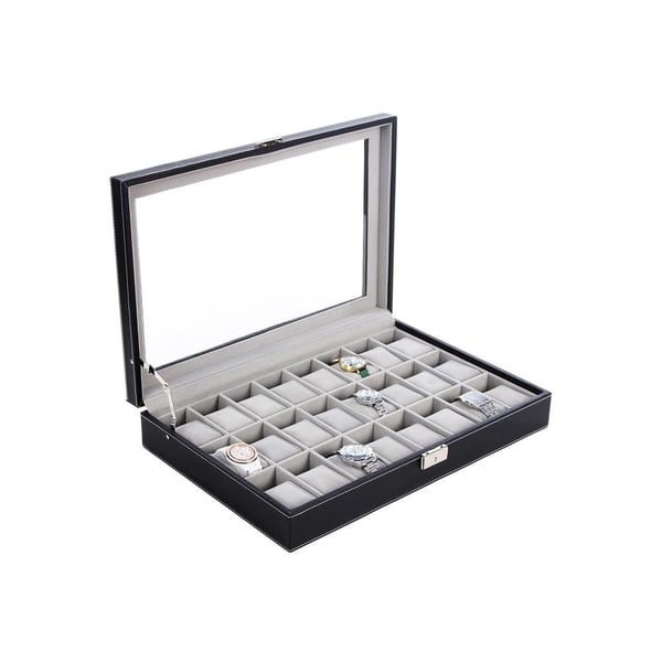 Rootz Watch Box - Suuri kellolaatikko 24 kellolle - Kellon säilytysrasia - Ylellinen kellokotelo - Matkakellokotelo - Monipaikkainen kellolaatikko - M