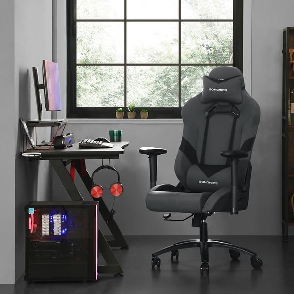 Rootz Gaming stol - Gaming stol med lændepude - Komfortabel gaming stol - PC gaming stol - Stilfulde gaming møbler - Pro Gaming stol - Polyester stof