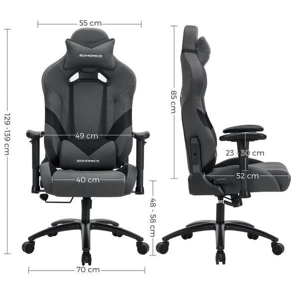 Rootz Gaming stol - Gaming stol med lændepude - Komfortabel gaming stol - PC gaming stol - Stilfulde gaming møbler - Pro Gaming stol - Polyester stof