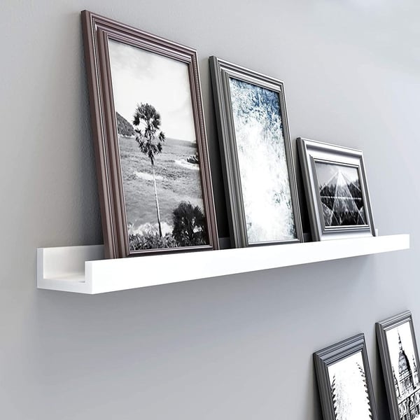 Rootz Floating Picture Bar - Alsidig - Bygget til at holde - Designet til billeder - Fittingstaske - Børnebøger - E1 klasse MDF-højglans lak - Hvid -