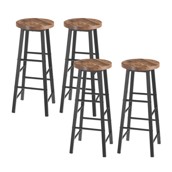 Rootz Industriel Barstol - Bordskammel - Metal- og træskammel - Robust, Alsidig, Komfortabel - 71 cm Sædehøjde x 30 cm Sædediameter