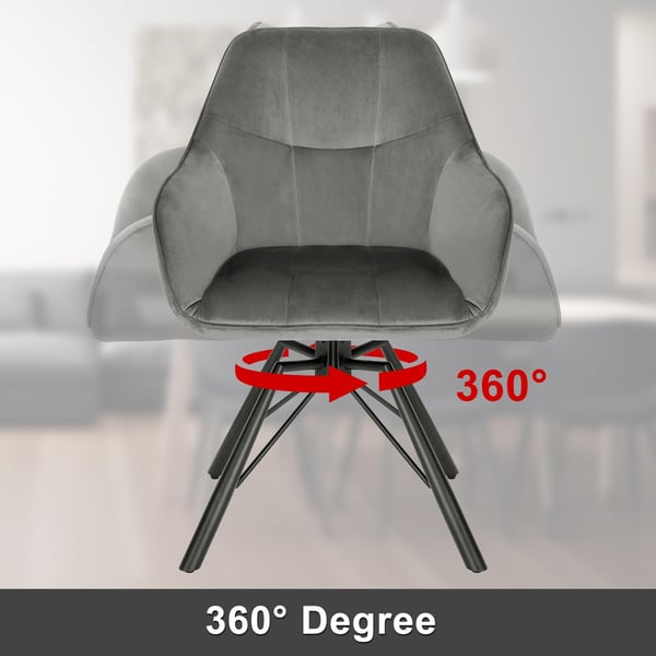 Rootz drejelig spisestuestol - Roterende stol - Fløjlskontorstol - Ergonomisk design - Komfortable siddepladser - Holdbart stel - 58,5 cm x 82,5 cm x