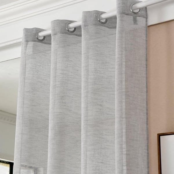 Rootz Transparent linned-look Gardin - Draperi - Vinduesbeklædning - Gennemsigtig - Vindue Behandling - Panel - Skygge - Lysegrå - 140x245cm