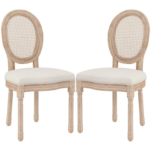 Rootz Sæt med 2 Spisestuestole - Køkkenstole - Vintage Design - Wiener vævet look - Naturlig + Creme - 48cm x 57cm x 96cm