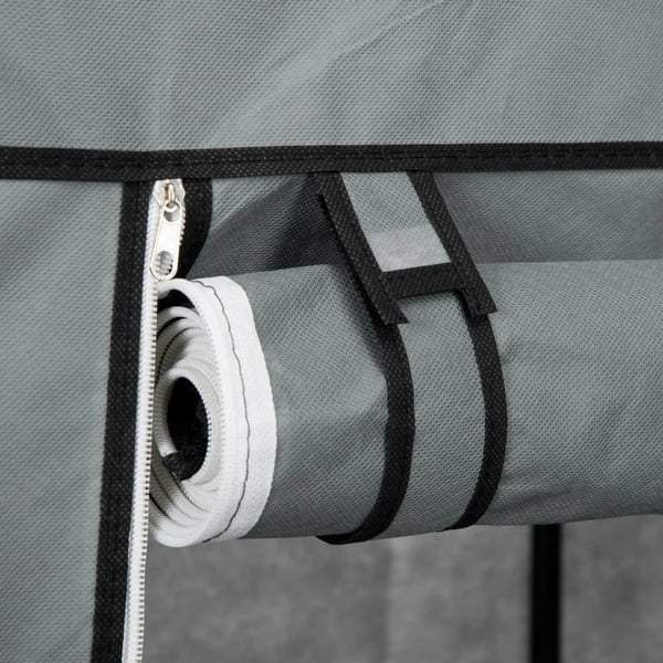 Rootz Stofskab - Stofskab - Sammenfoldeligt skab - 6 hylder - 1 Tøjstang - Skab - Grå - 102 x 42,5 x 162,5 cm